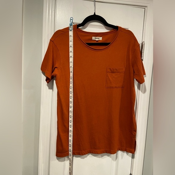 NWOT Madewell Size XXS Burnt Orange Short Sleeve Crew Split Hem Pocket Tee Shirt - Picture 11 of 11